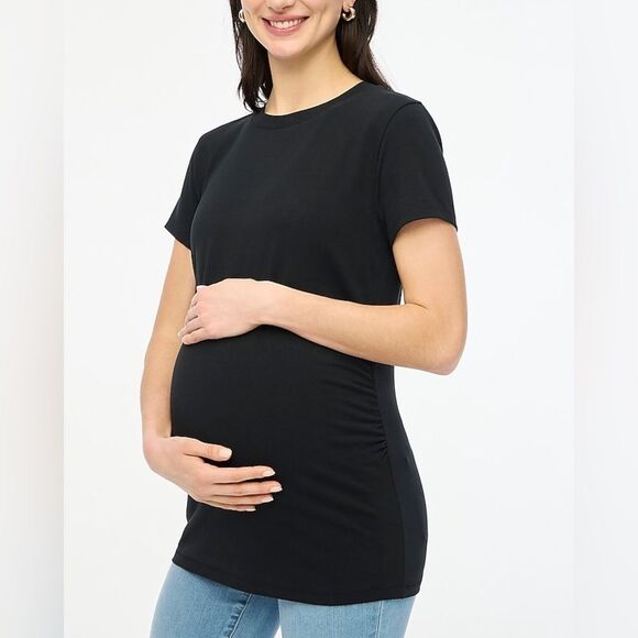 J Crew Factory NWT Maternity Crew Neck Tee Shirt Size Small in Black - Picture 1 of 6